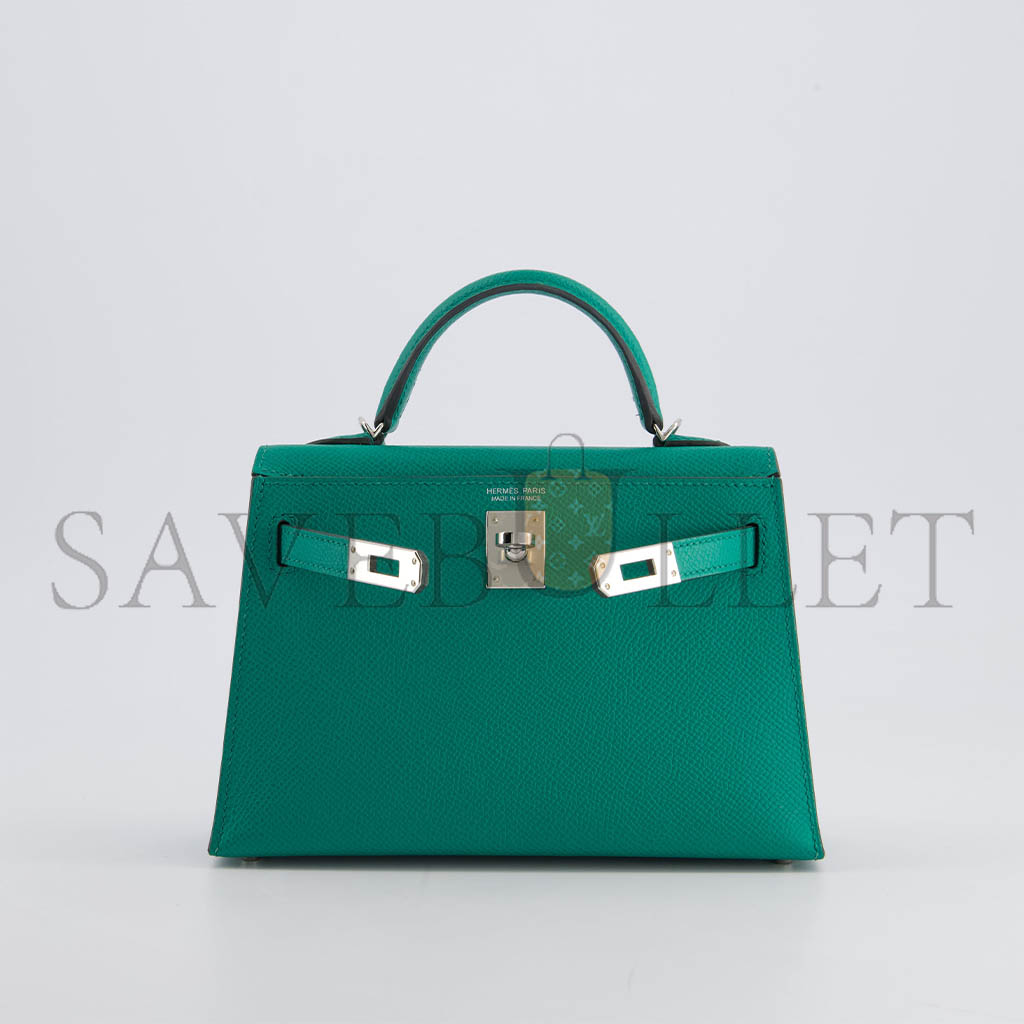 HERMÈS MINI KELLY II BAG EPSOM MALACHITE (19*12*5.5cm) 